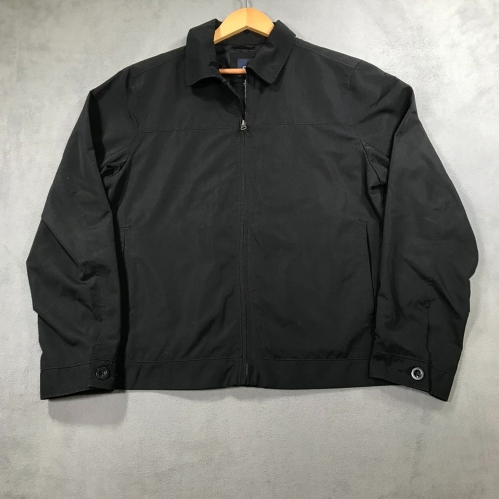 GAP Bomber Jacket Men's Medium Black Full Zip Y2K Woven Windbreaker Collared